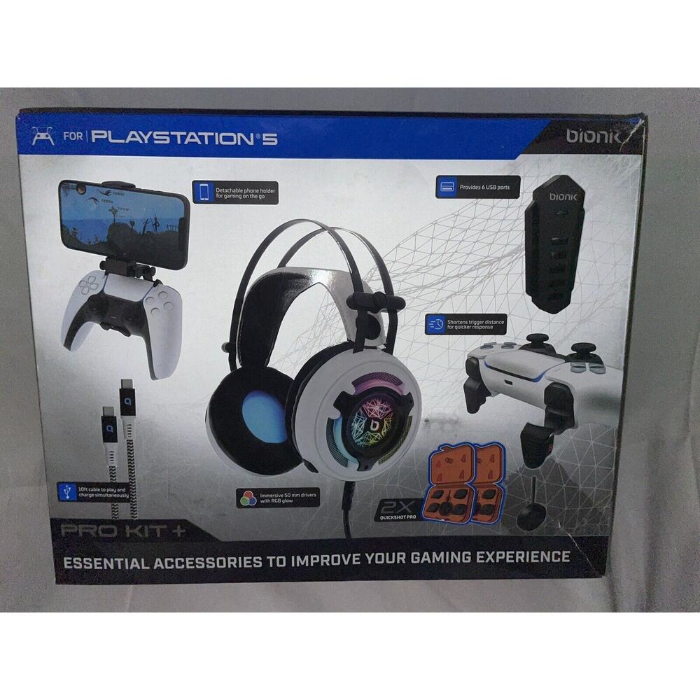 BIONIK Pro PS5 Headset Kit Gaming Accessories Bundle For Sony PlayStation 5
